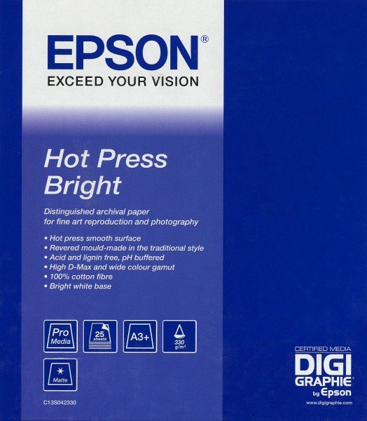 EPSON Hot Press Bright Paper, A3+ (25 sheets) - obrázek produktu