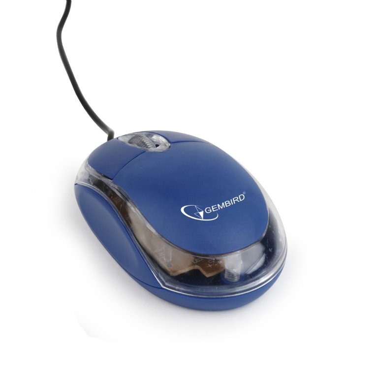 Gembird myš MUS-U-01, modrá/ průhedná, USB - obrázek produktu