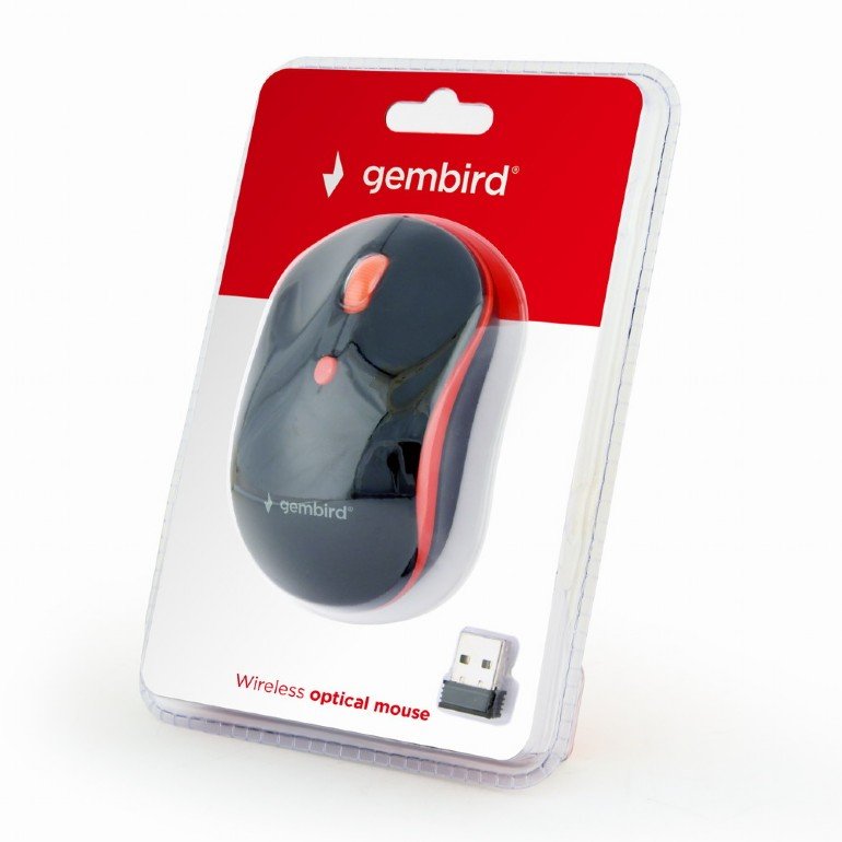 Gembird MUSW-4B-03-R/ Cestovní/ Optická/ Bezdrátová USB/ Černá-červená - obrázek č. 1