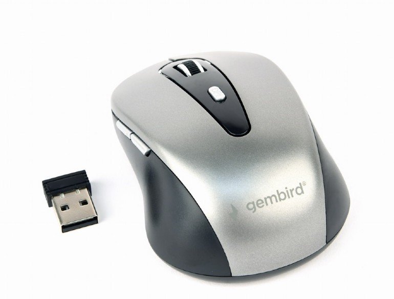 Gembird bezdrátová USBmyš, 6 tlačítek, šedá - obrázek produktu