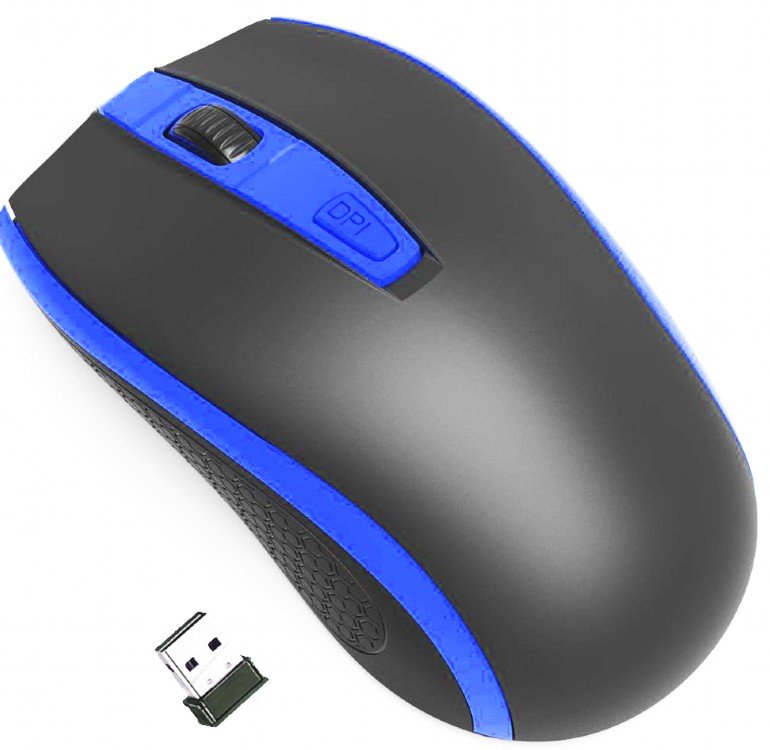 Gembird myš MUSW-107-B, bezdrátová, USB, černá/ modrá - obrázek produktu