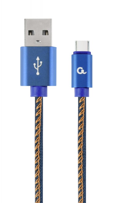 Gembird oplétaný denim USB-A/ USB-C kabel 1m - obrázek produktu