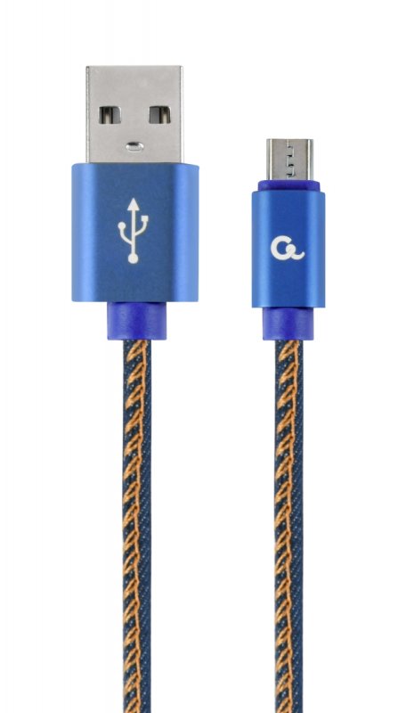 Gembird oplétaný denim USB-A/ microUSB kabel 1m - obrázek produktu