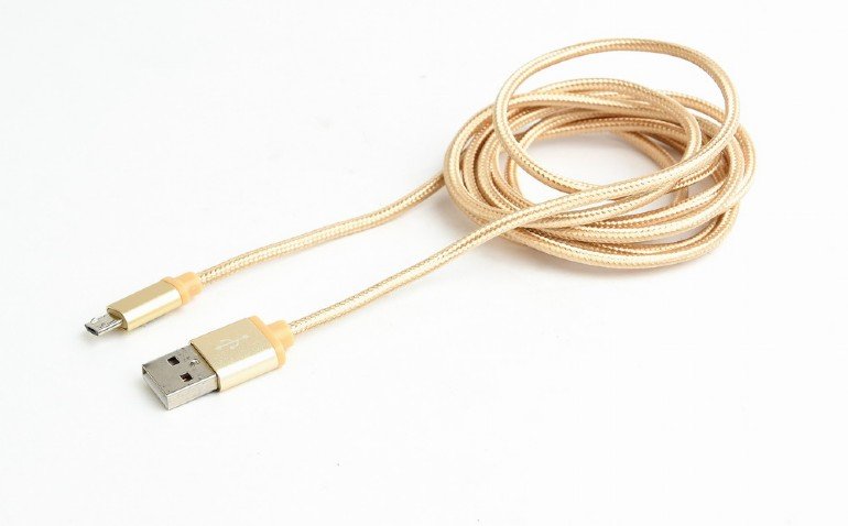 GEMBIRD Opletaný MicroUSB - USB 2.0,  M/ M, 1,8 m, zlatý - obrázek produktu