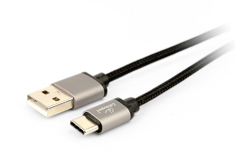 GEMBIRD Opletaný USB-C - USB 2.0,  M/ M, 1,8 m, černý - obrázek produktu
