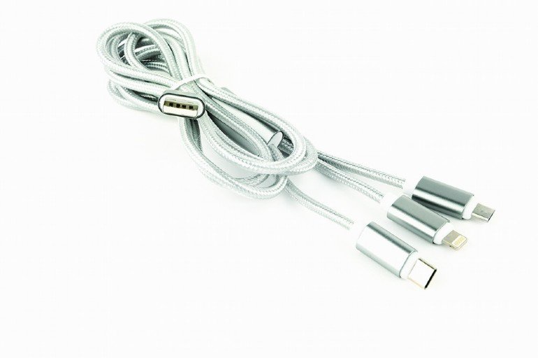 GEMBIRD USB 3-in-1 charging cable, silver, 1 m - obrázek produktu