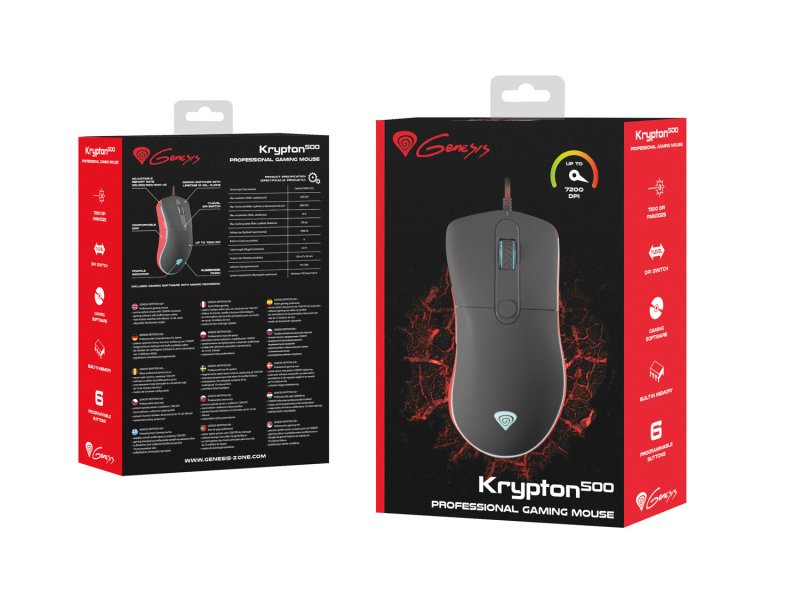 Herní optická myš Genesis Krypton 500, RGB podsvícení, software, 7200DPI - obrázek č. 5
