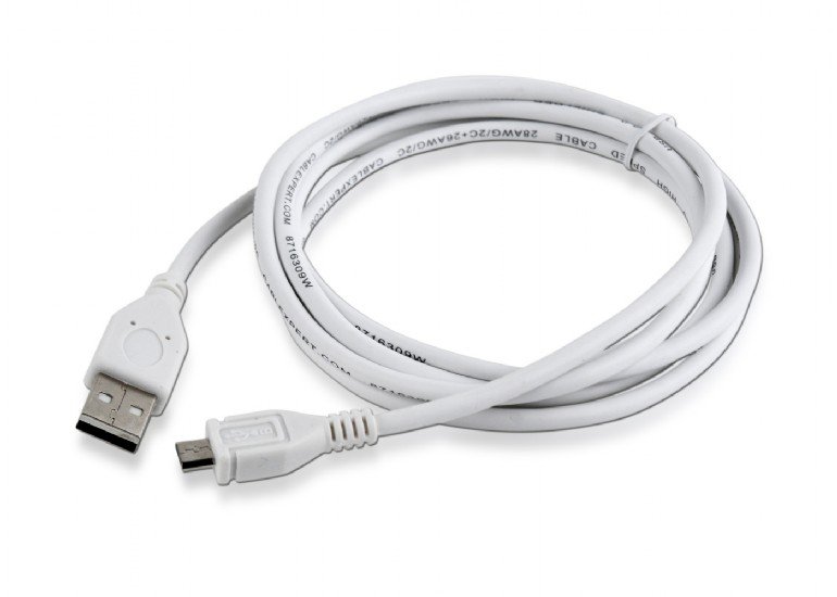 Kabel USB A-B micro, 1,8m, 2.0, bílý high quality - obrázek produktu