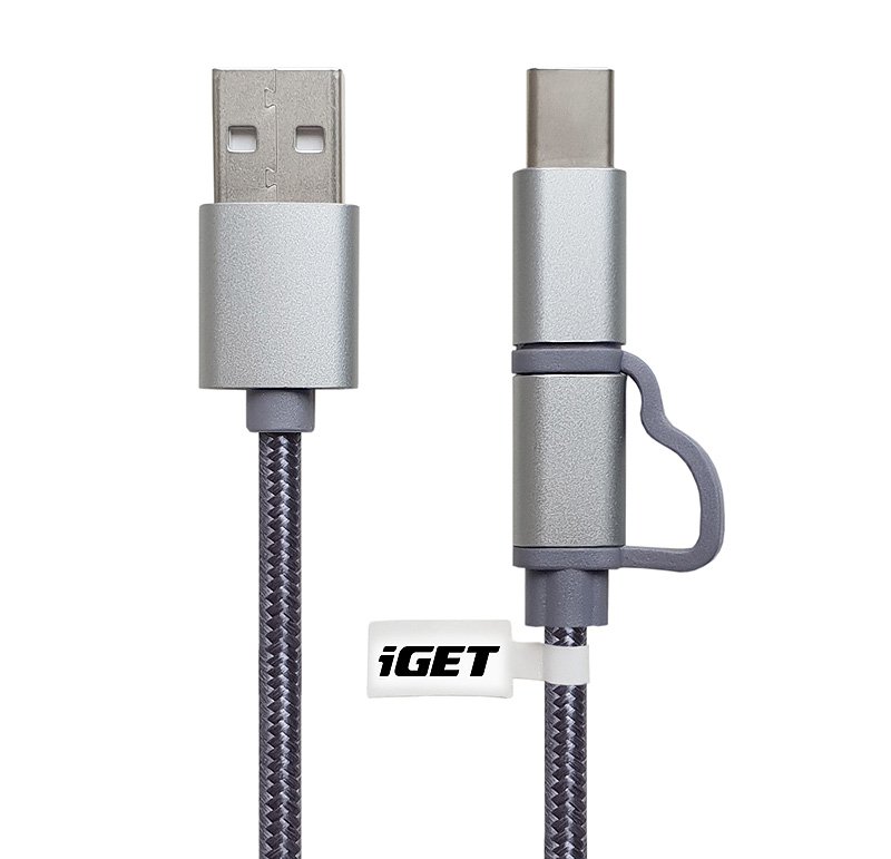 iGET G2V1 - USB kabel Micro USB/  USB - C dlouhý pro veškeré mobilní telefony, včetně odolných - obrázek č. 3