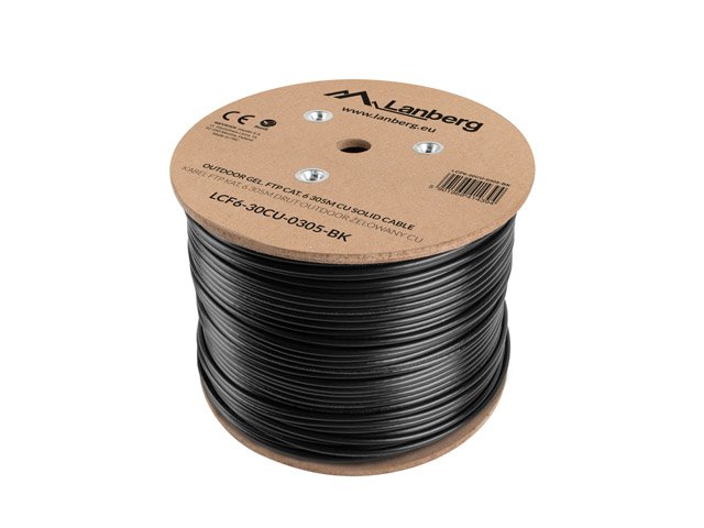 Instalační LAN kabel CAT.6 FTP 305 m, gelová výplň, měď, černý, LANBERG - obrázek č. 2