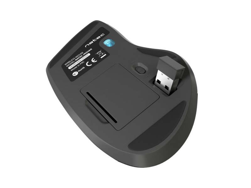 Natec optická myš JAGUAR/ 2400 DPI/ Ergonomická/ Blue Track/ Pro praváky/ Bezdrátová USB/ Černá - obrázek č. 4