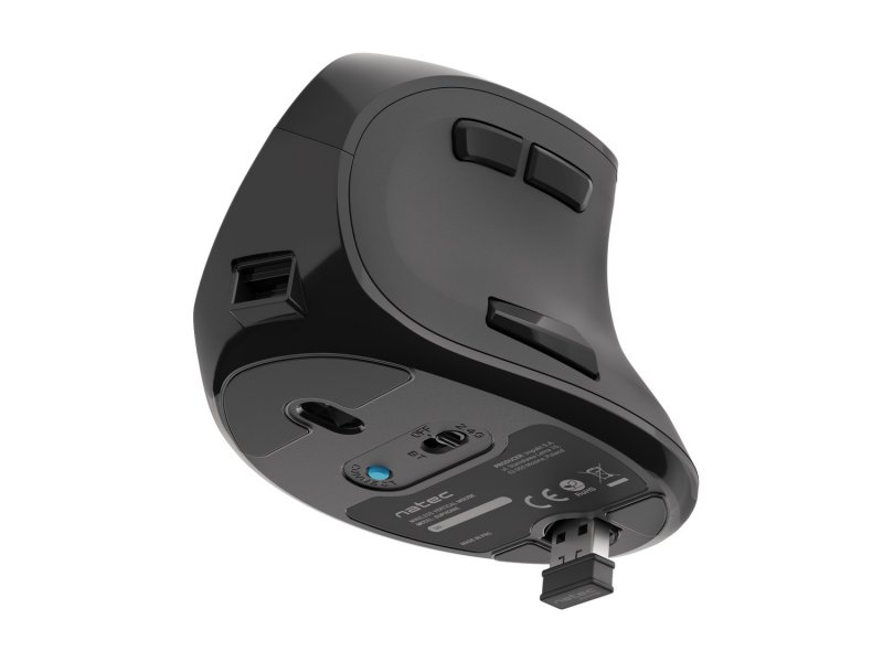 Natec optická vertikální myš EUPHONIE/ 2400 DPI/ Kancelářská/ Optická/ Pro praváky/ Bezdrátová USB/ Černá - obrázek č. 5
