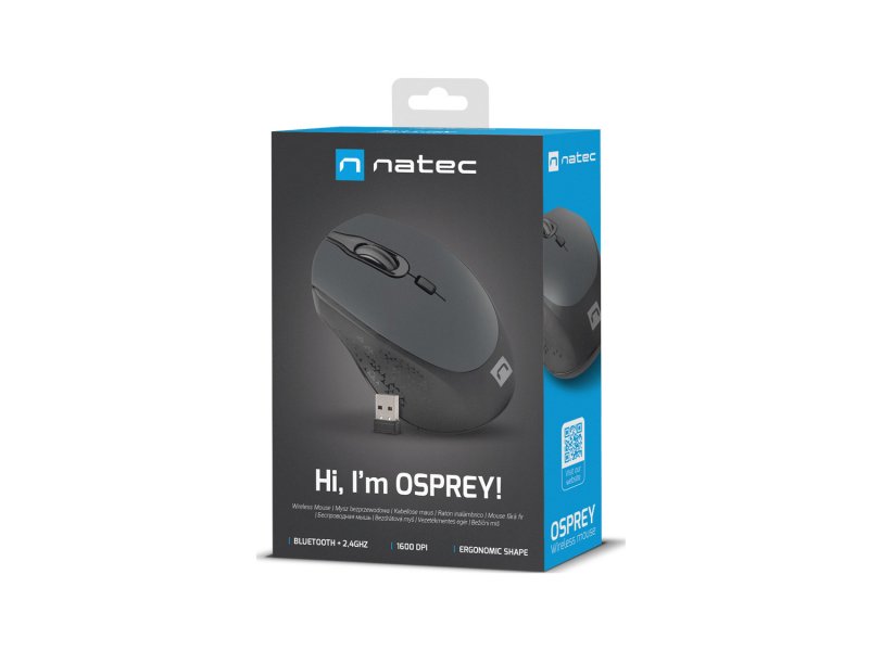 Natec optická myš OSPREY/ 1600 DPI/ Cestovní/ Optická/ Bezdrátová USB/ Černá - obrázek č. 5