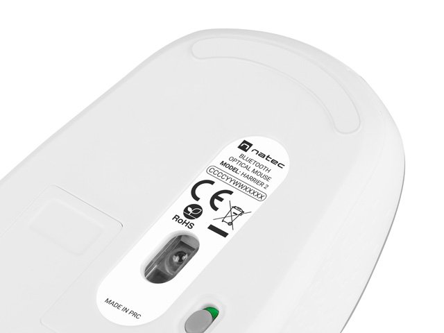 Natec optická myš HARRIER 2/ 1600 DPI/ Kancelářská/ Optická/ Bezdrátová Bluetooth/ Bílá-šedá - obrázek č. 4
