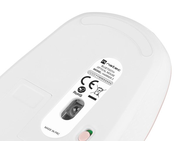 Natec optická myš HARRIER 2/ 1600 DPI/ Kancelářská/ Optická/ Bezdrátová Bluetooth/ Bílá-růžová - obrázek č. 4