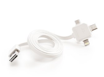 PowerCube USBcable USB-C CABLE, White, multi-vidlice (MicroUSB, Apple Lithning, USB-C), kabel 1,5m - obrázek produktu