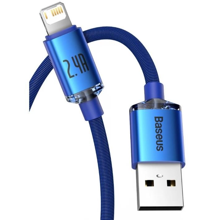 Baseus CAJY000003 Crystal Shine Series Datový Kabel USB - Lightning 20W 1,2m Blue - obrázek č. 1