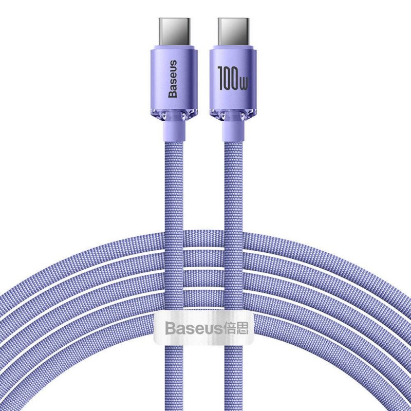Baseus CAJY000705 Crystal Shine Series Datový Kabel USB-C - USB-C 100W 2m Purple - obrázek produktu