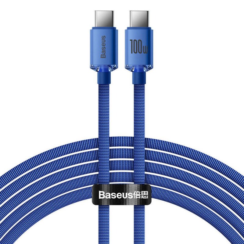 Baseus CAJY000703 Crystal Shine Series Datový Kabel USB-C - USB-C 100W 2m Blue - obrázek produktu