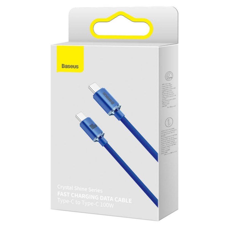 Baseus CAJY000603 Crystal Shine Series Datový Kabel USB-C - USB-C 100W 1,2m Blue - obrázek č. 8
