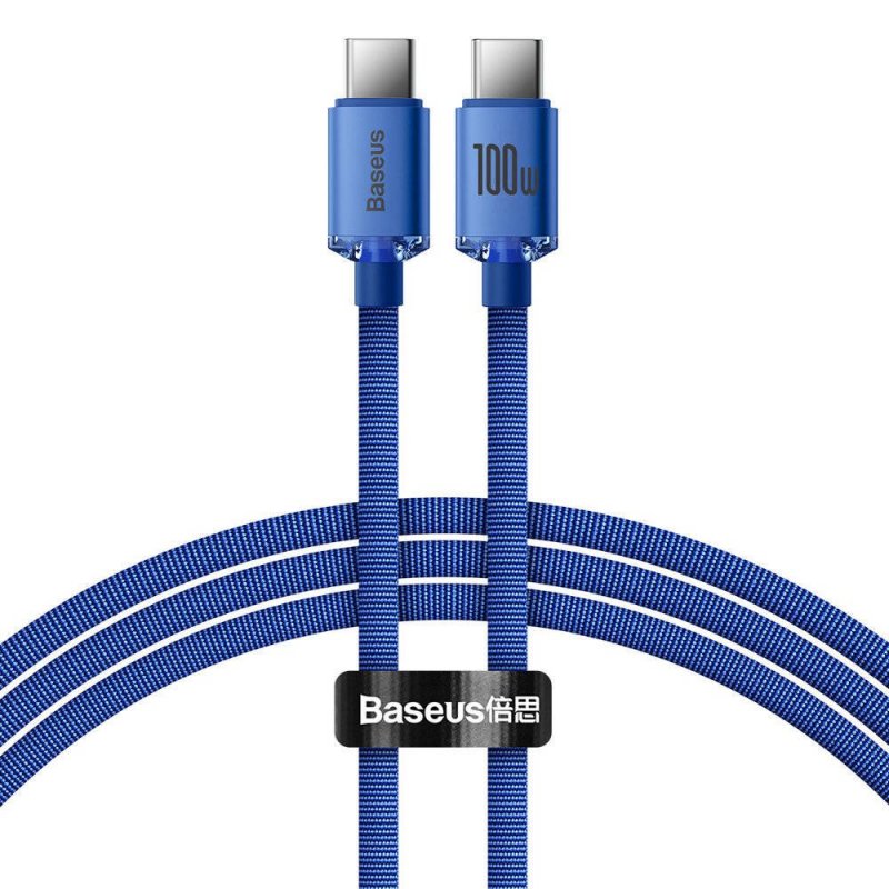 Baseus CAJY000603 Crystal Shine Series Datový Kabel USB-C - USB-C 100W 1,2m Blue - obrázek produktu