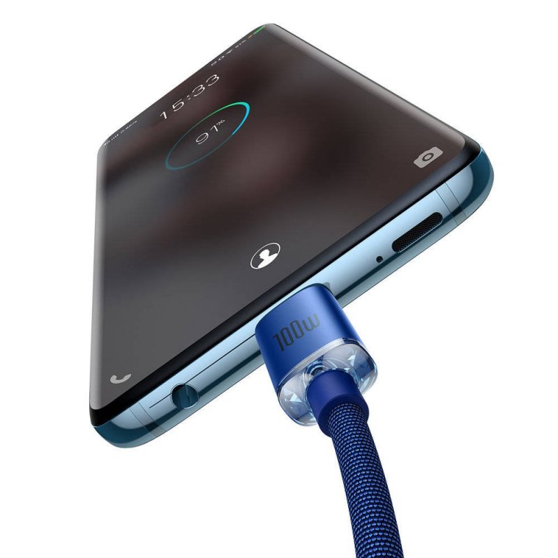 Baseus CAJY000603 Crystal Shine Series Datový Kabel USB-C - USB-C 100W 1,2m Blue - obrázek č. 2