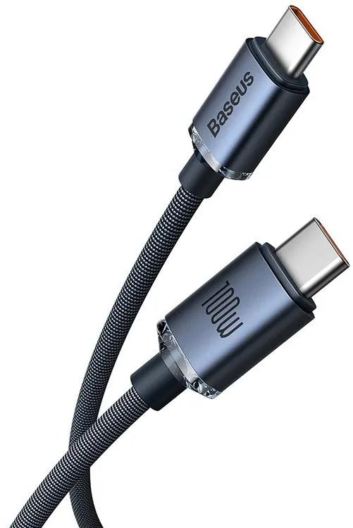 Baseus CAJY000601 Crystal Shine Series Datový Kabel USB-C - USB-C 100W 1,2m Black - obrázek č. 1