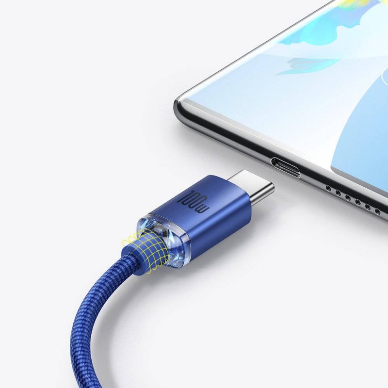 Baseus CAJY000503 Crystal Shine Series Datový Kabel USB - USB-C 100W 2m Blue - obrázek č. 5