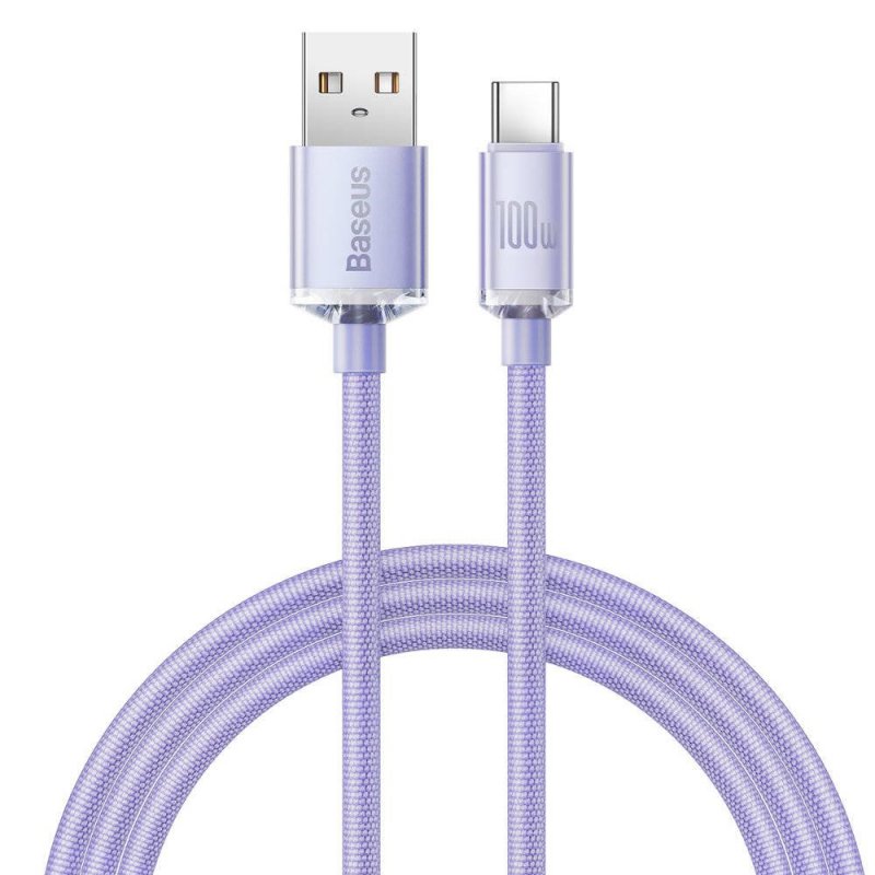 Baseus CAJY000405 Crystal Shine Series Datový Kabel USB - USB-C 100W 1,2m Purple - obrázek produktu