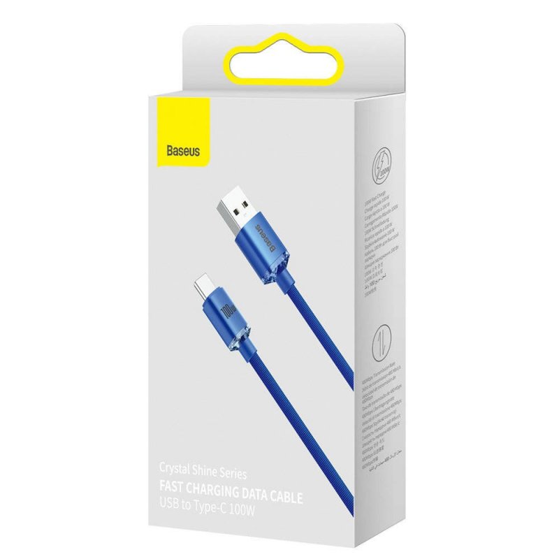 Baseus CAJY000403 Crystal Shine Series Datový Kabel USB - USB-C 100W 1,2m Blue - obrázek č. 8