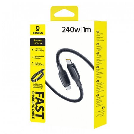 Baseus PicoGo Fast Charging Datový Kabel USB-C - USB-C 240W 1m Cosmic Black - obrázek č. 2