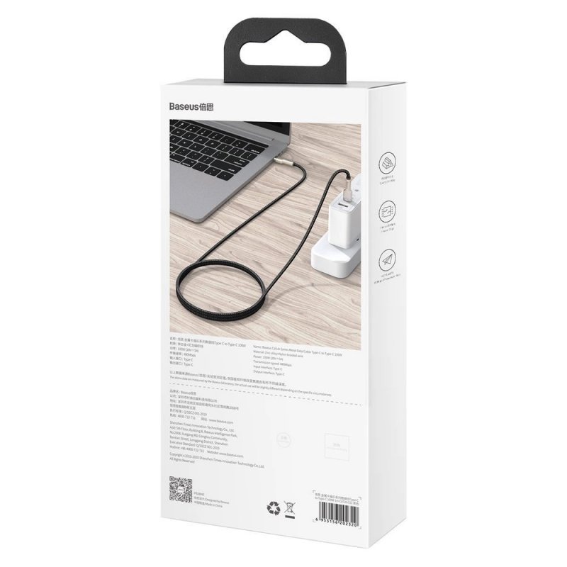 Baseus Datový kabel Cafule USB-C/ USB-C 1m 100W (20V 5A) černý - obrázek č. 4