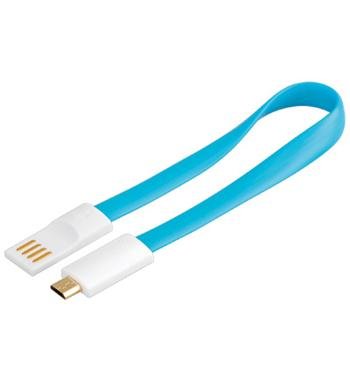 PremiumCord Kabel micro USB 2.0, A-B 0,2m magnetický, barva modrá - obrázek produktu
