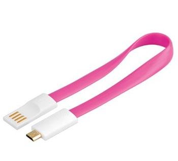 PremiumCord Kabel micro USB 2.0, A-B 0,2m magnetický, barva růžová - obrázek produktu