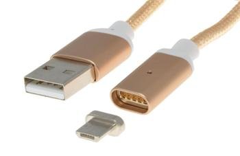PremiumCord Magnetický micro USB 2.0, A-B nabíjecí a datový kabel 1m, zlatý - obrázek produktu