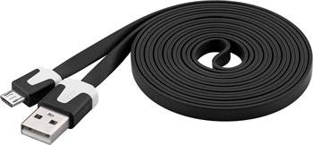 PremiumCord Kabel microUSB 2.0, A-B, plochý, černý - obrázek produktu