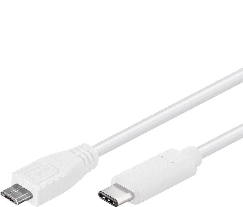 PremiumCord USB-C/ male - USB 2.0 Micro-B/ Male, bílý, 1m - obrázek produktu