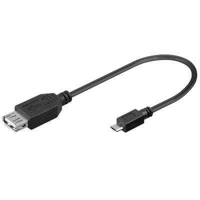 PremiumCord USB redukce kabel USB A/ female-Micro USB/ male 20cm OTG, blistr - obrázek produktu