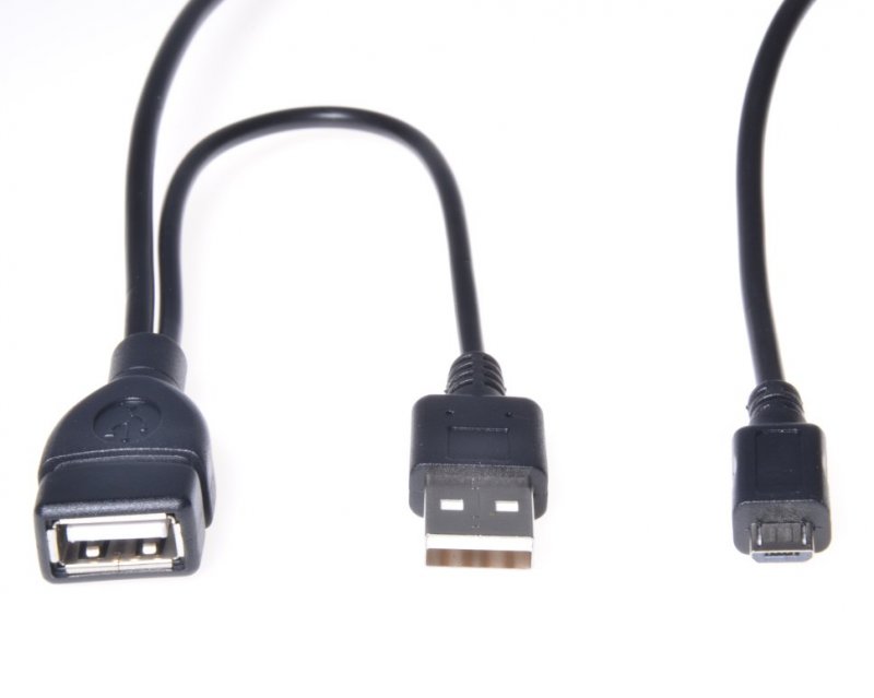PremiumCord USB redukce kabel USB A/ female+USB A/ male - Micro USB/ male OTG - obrázek produktu