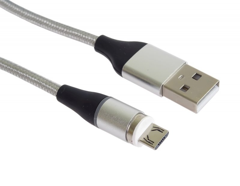 PremiumCord Magnetický micro USB a USB-C nabíjecí a datový kabel 1m, stříbrný - obrázek č. 3