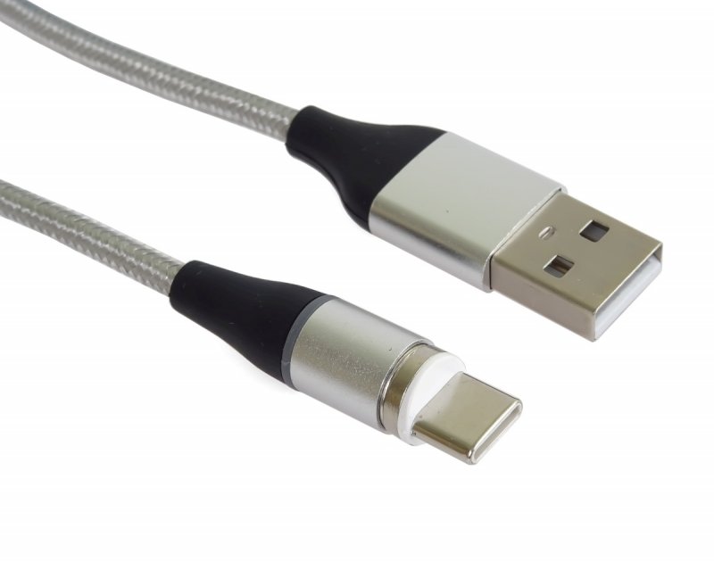 PremiumCord Magnetický micro USB a USB-C nabíjecí a datový kabel 1m, stříbrný - obrázek č. 4