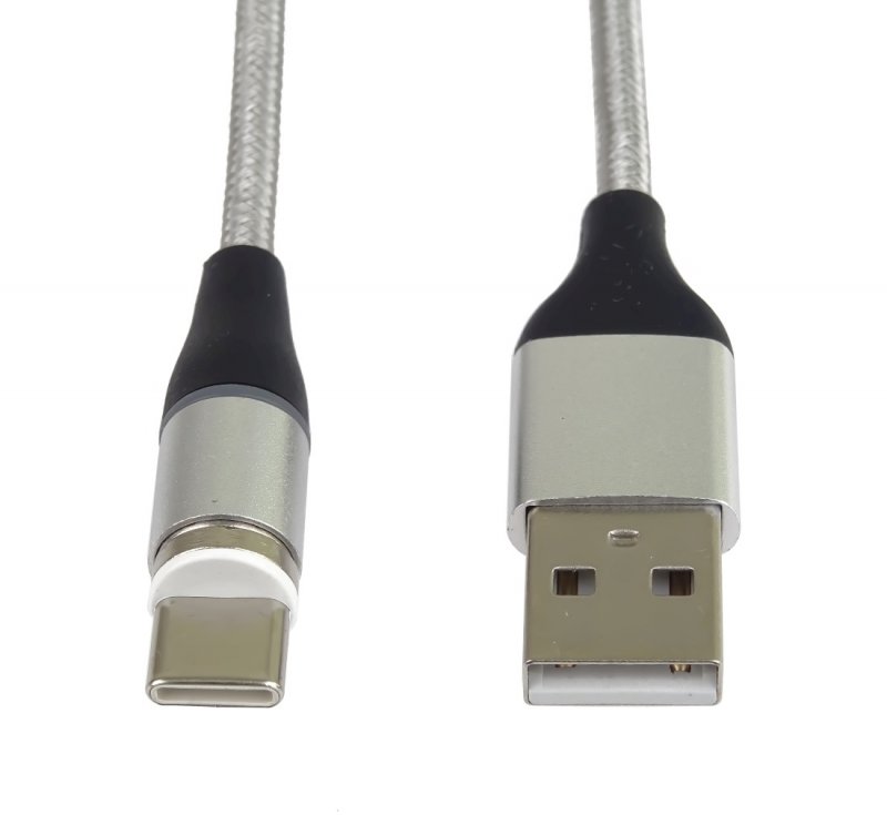 PremiumCord Magnetický micro USB a USB-C nabíjecí a datový kabel 1m, stříbrný - obrázek č. 2