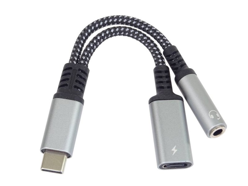 PremiumCord Redukce USB-C / 3,5mm jack s DAC chipem + USB-C pro nabíjení 13cm - obrázek č. 2