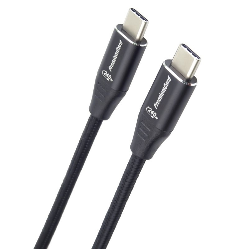 PremiumCord Kabel USB-C M/ M, 240W 480 MBps, 0,5m - obrázek produktu