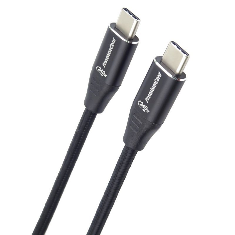 PremiumCord Kabel USB-C M / M, 240W 480 MBps, 0,5m - obrázek produktu