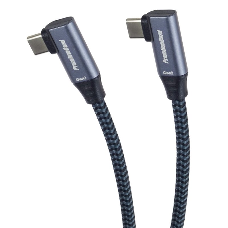 PremiumCord USB-C 2x zahnutý kabel, 0.5m - obrázek produktu