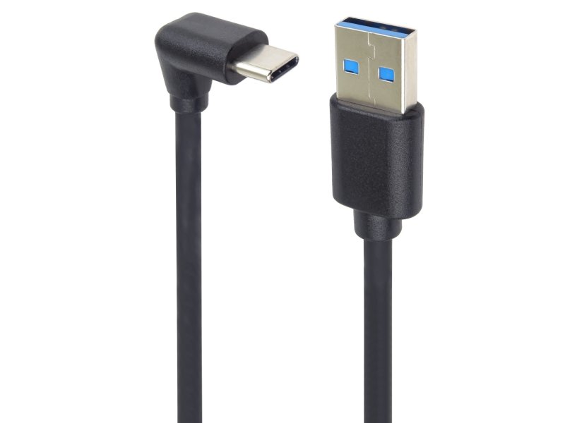 PremiumCord USB C-USB A, zahnutý, černý, 50 cm - obrázek produktu