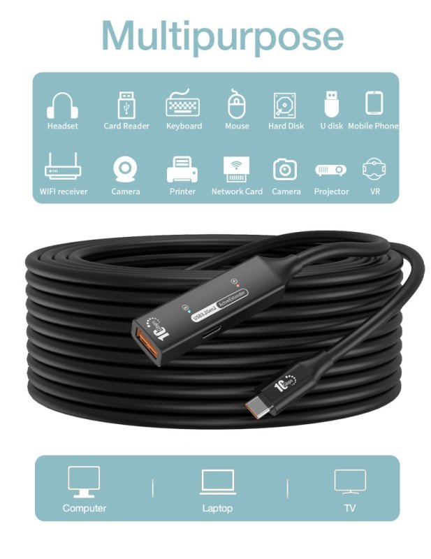 PremiumCord USB-A repeater + kabel USB-C, 5m - obrázek č. 2