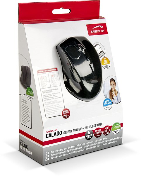 CALADO Silent Mouse/ Ergonomická/ Optická/ Bezdrátová USB/ Černá - obrázek č. 2