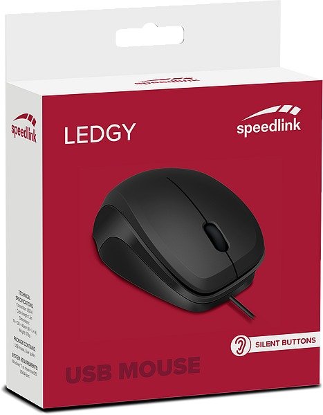 LEDGY Mouse - USB, Silent, black-black - obrázek č. 4